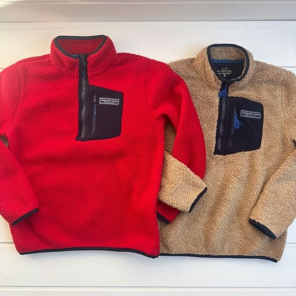 Vineyard Vines Boys Stillwater High-Pile Sherpa 1/4-Zip Jacket Lot NWOT Medium - Picture 1 of 12